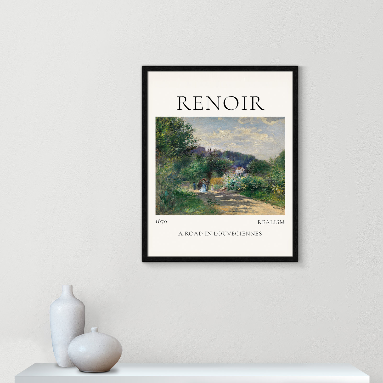 Rocchetto "A Road in Louveciennes" Print, Black Single Picture Frame, No, 29.5" H x 23.5" W x 0.75" D