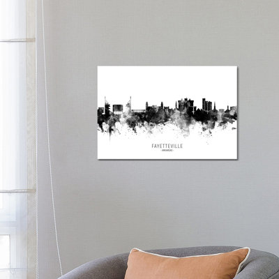 Fayetteville Arkansas Skyline Name Bw by Michael Tompsett - Wrapped Canvas Gallery-Wrapped Canvas Giclée