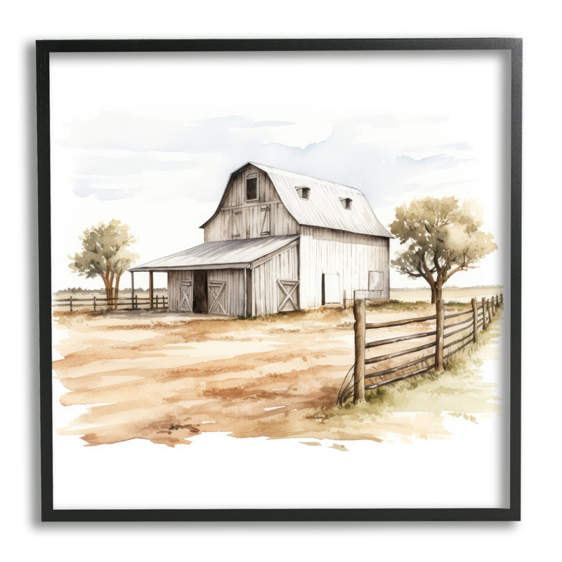 Az-358-Barn, H 12 po x l 12 po x P 1,5 po, Giclée encadrée noir minuit