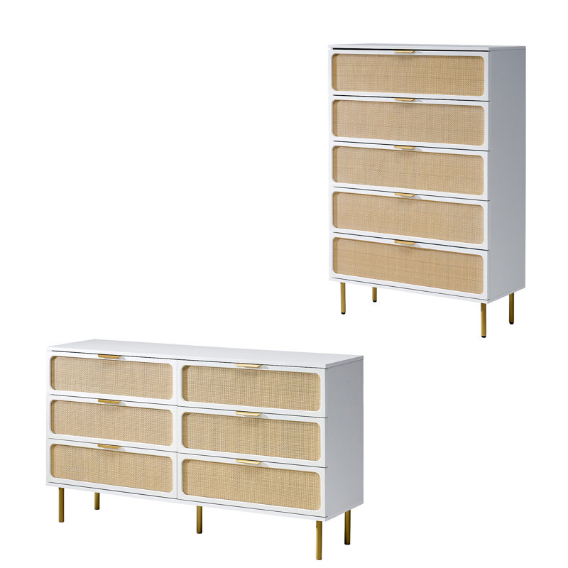 Bilal 2 Pieces Boho Rattan Bedroom Set