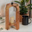Porte-bougie ouragan en bois avec poignée en métal