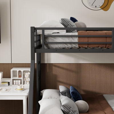 Lit superposé simple au-dessus de grand lit en métal pour les adolescents et les adultes, peu encombrant / sans sommier