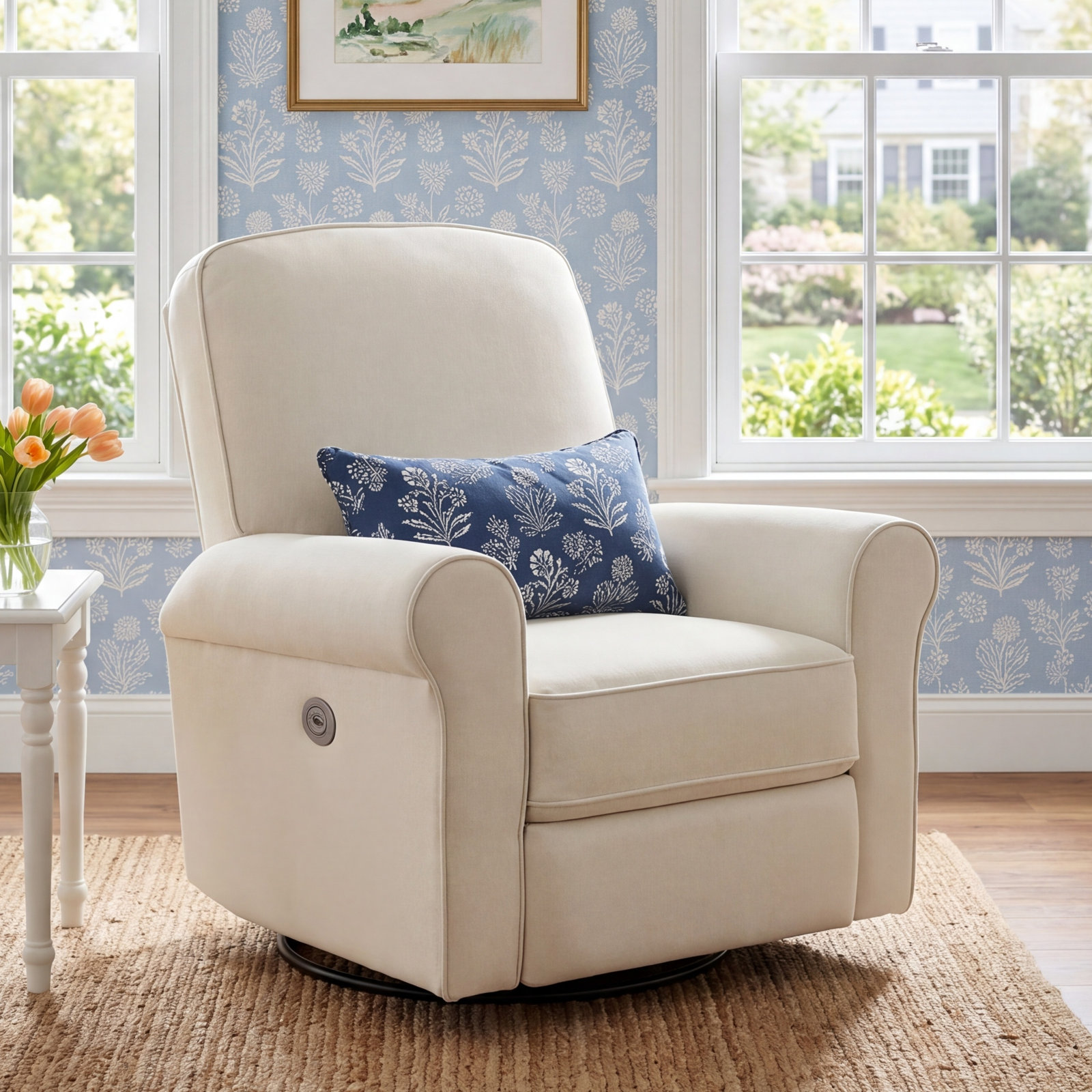 Anastasia Upholstered Swivel Reclining Glider, Natural 26547
