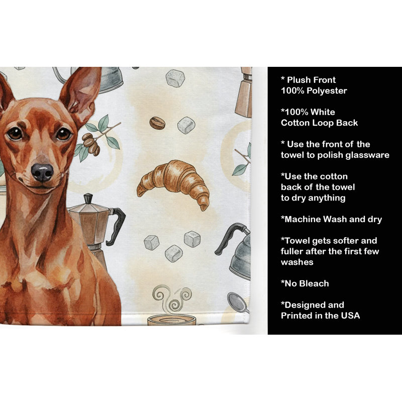 Serviette de cuisine Coffee Bar, Pinscher miniature rouge