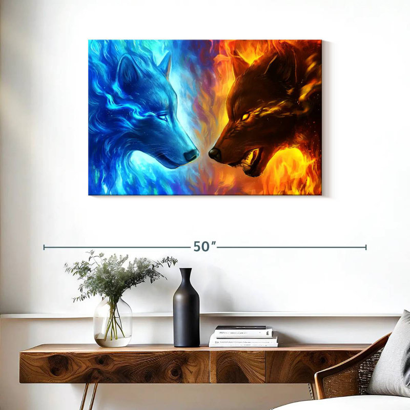 Loups de feu et de glace Brampt, H 24 po x l 36 po
