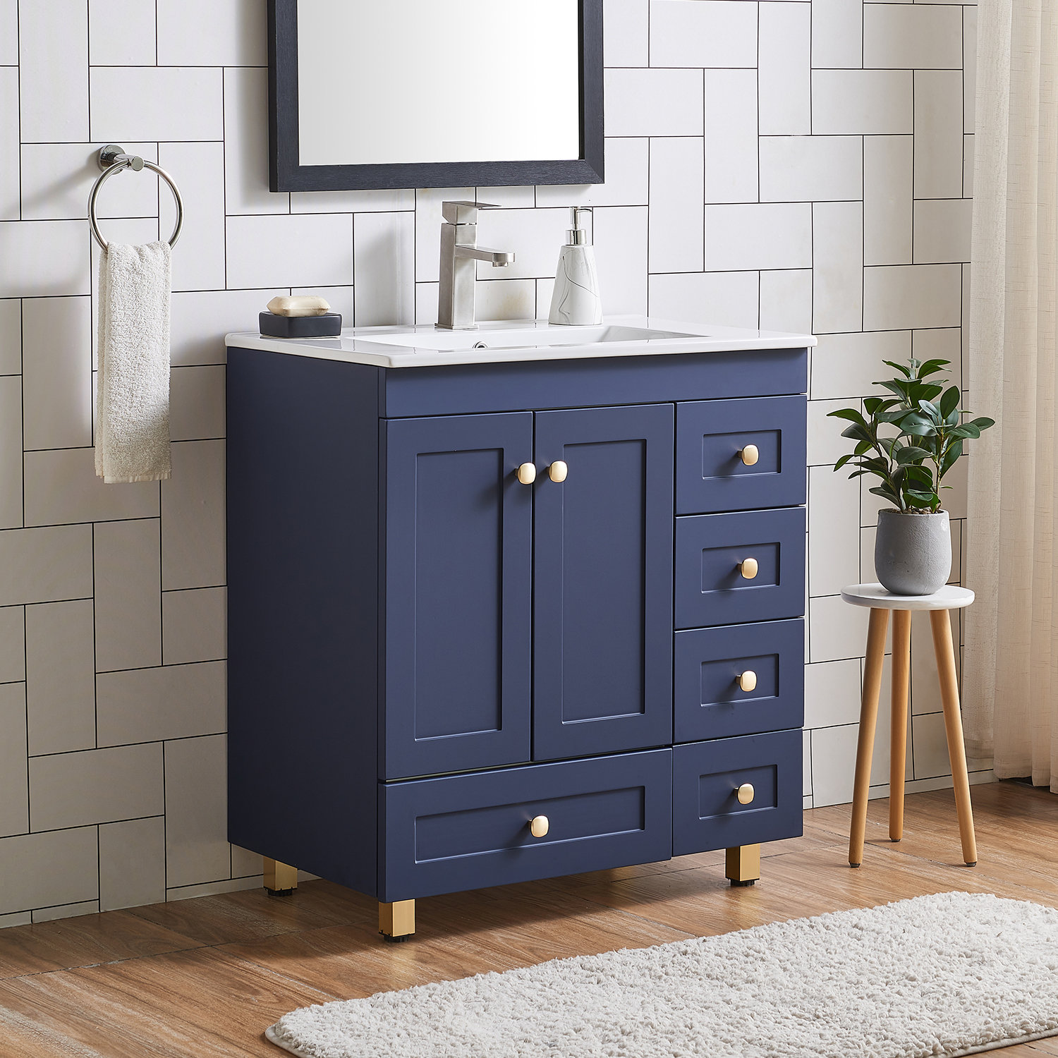 Ronning 30 Bathroom Vanity with Single Sink-Combination Under Counter Sink and Storage Cabinet Vanity Winston Porter Base Finish: White