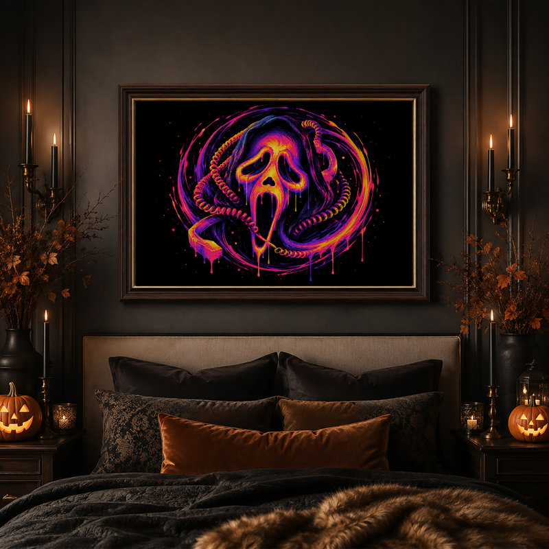 Toile néon rose et orange, H 12 po x l 18 po