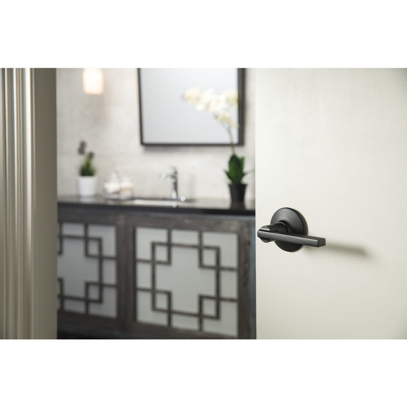 Latitude Non-Turning Lock Door Lever, Matte Black