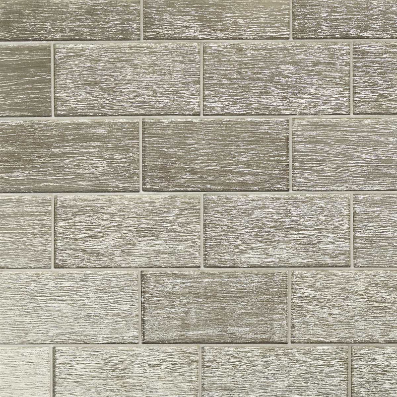 Veda 4x9 Polished Glass Subway Tile, Gold