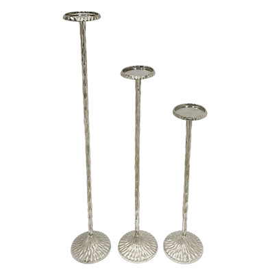 Modern Decorative Candle Holders - Set of 3 Tall Metal Floor Candle Stands for Pillar Candles, Perfect for Centerpieces, Dining Rooms, and Home Accents, 26", 32", 40"