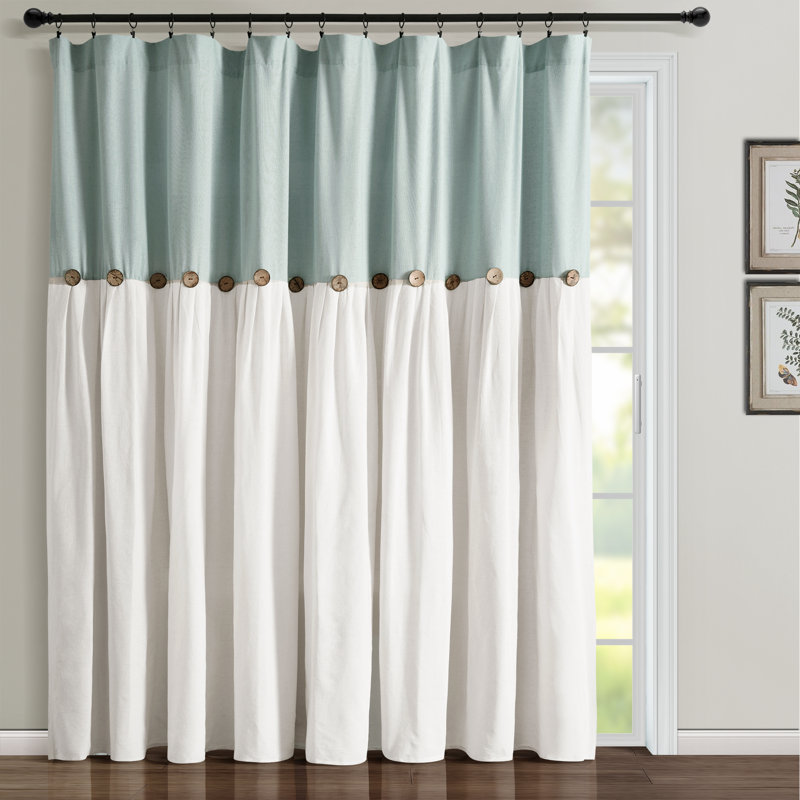 Ruya Cotton Blend Semi Sheer Curtain Single Panel, Blue