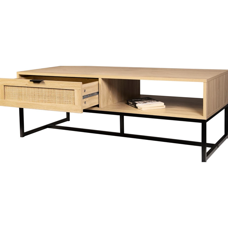 Tv Stand In Coastal Modern Style, Natural Wood, Drawer And For Organization Needs Wood With Drawer, Storage , Structure, 21 Inches Wide