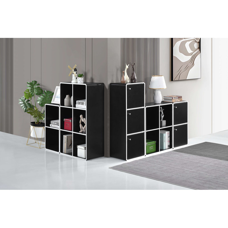Bibliothèque ouverte 6 cubes Maresova, Bord blanc et stratifié noir