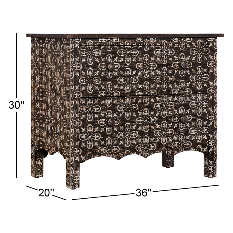Americana Two-Drawer Nightstand, Black/Cream