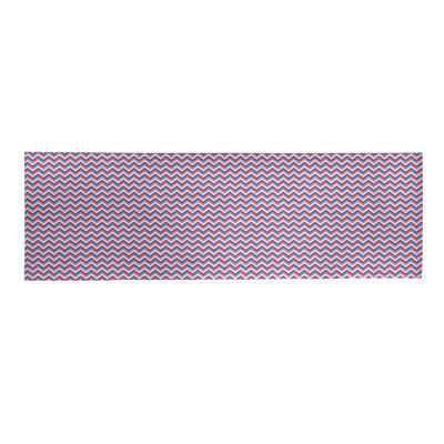Tapis à chevrons bleu/rouge fait main