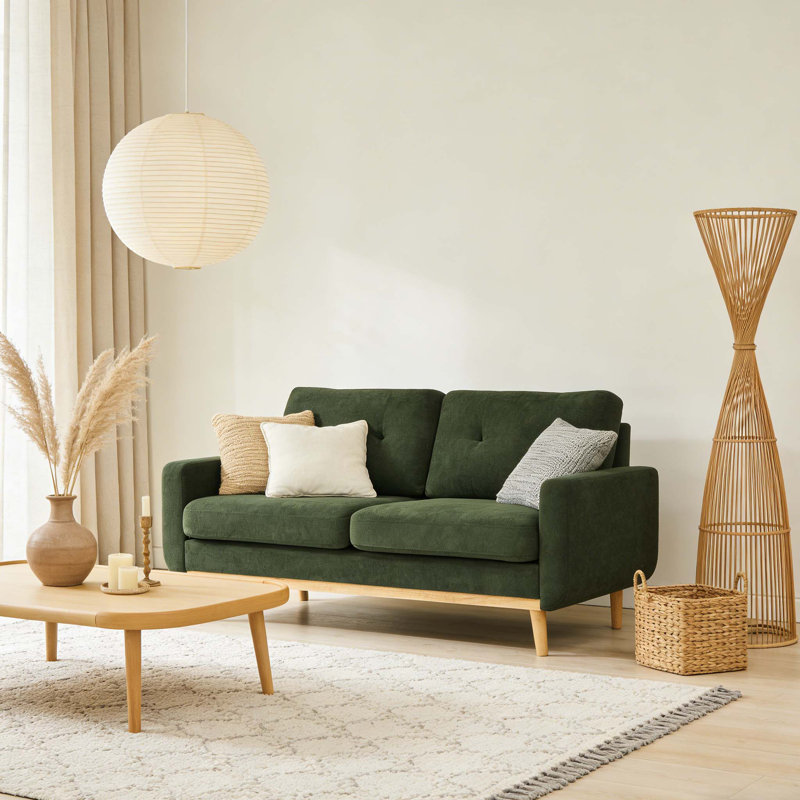 Causeuse 67 po Mid-Century Modern, Vert