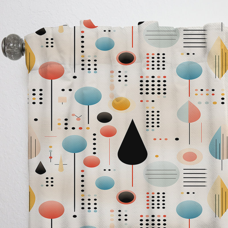 Pastel Scandinavian Geometric Shapes I - Abstract Geometric Room Darkening Curtain - 1 Panels, 52" W x 95" L
