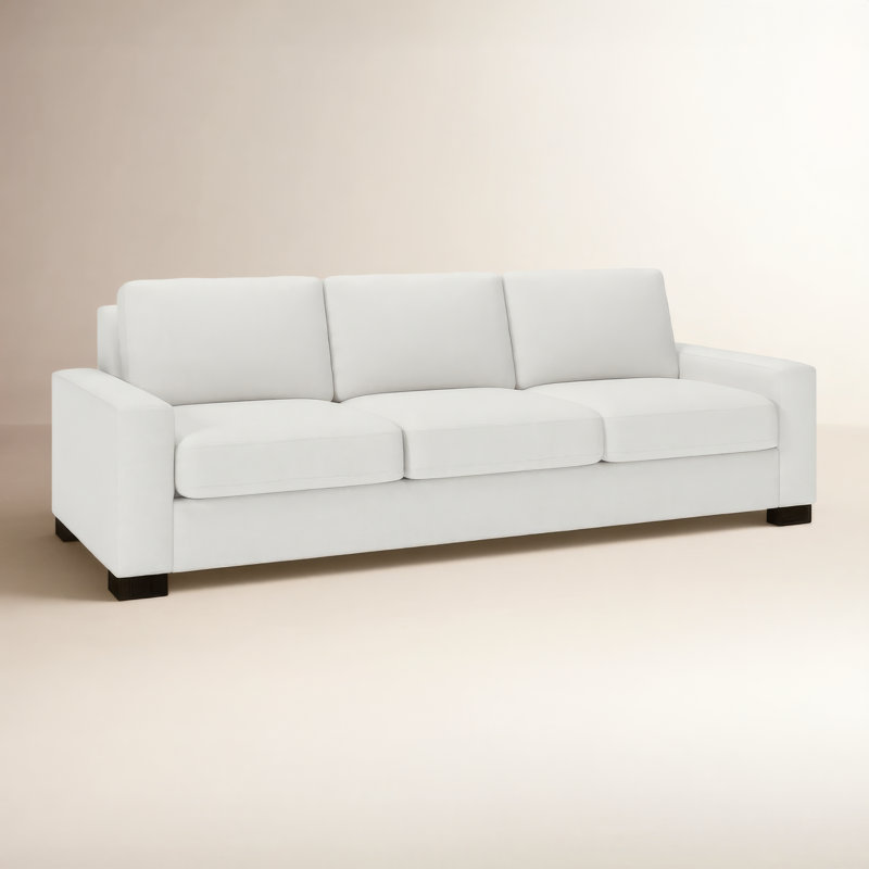 Jonie 100" Upholstered Sofa, Macarena Beige Basketweave