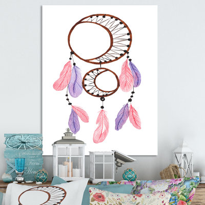 Attrape-rêves rose et mauve - reproduction sur toile