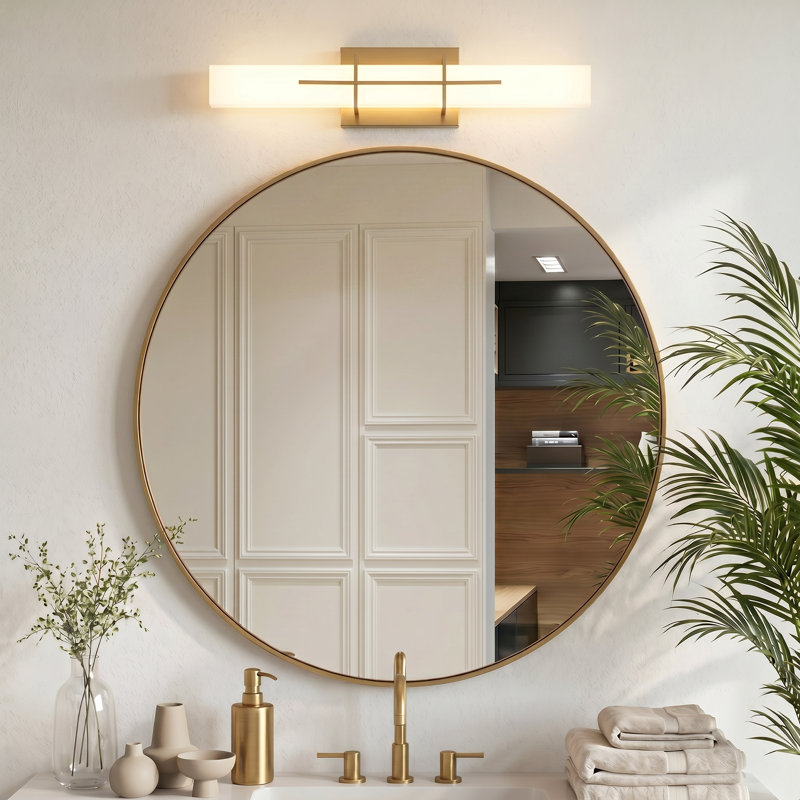 Barre d'éclairage de salle de bain à 1 lumière DEL à intensité variable, Laiton vieilli