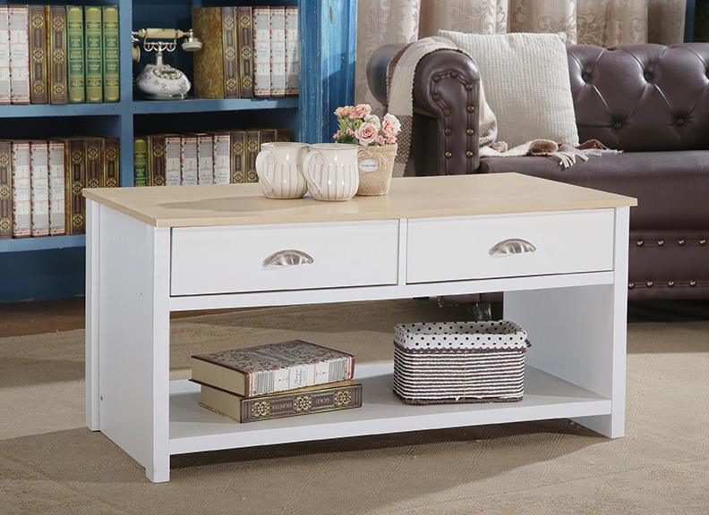 Caronni Sled Coffee Table with Storage, White
