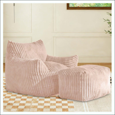 Curved Profile Lounger with Coordinated Ottoman for Contoured Seating and Integrated Home Decor Harmony