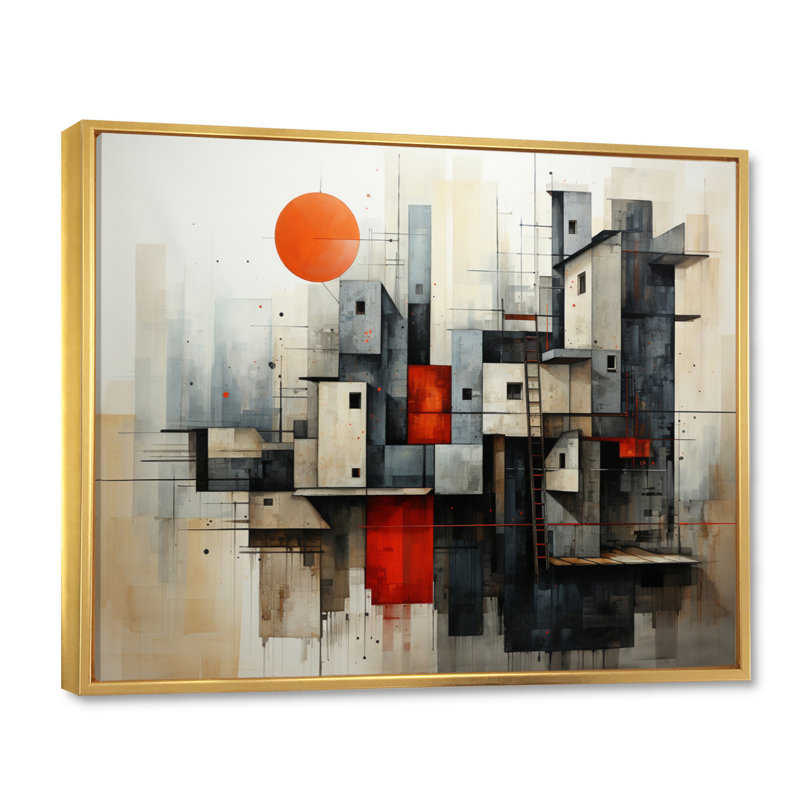 Abstract Architectures II - reproduction, H 16 po x l 32 po x P 1 po, Cadre flottant doré