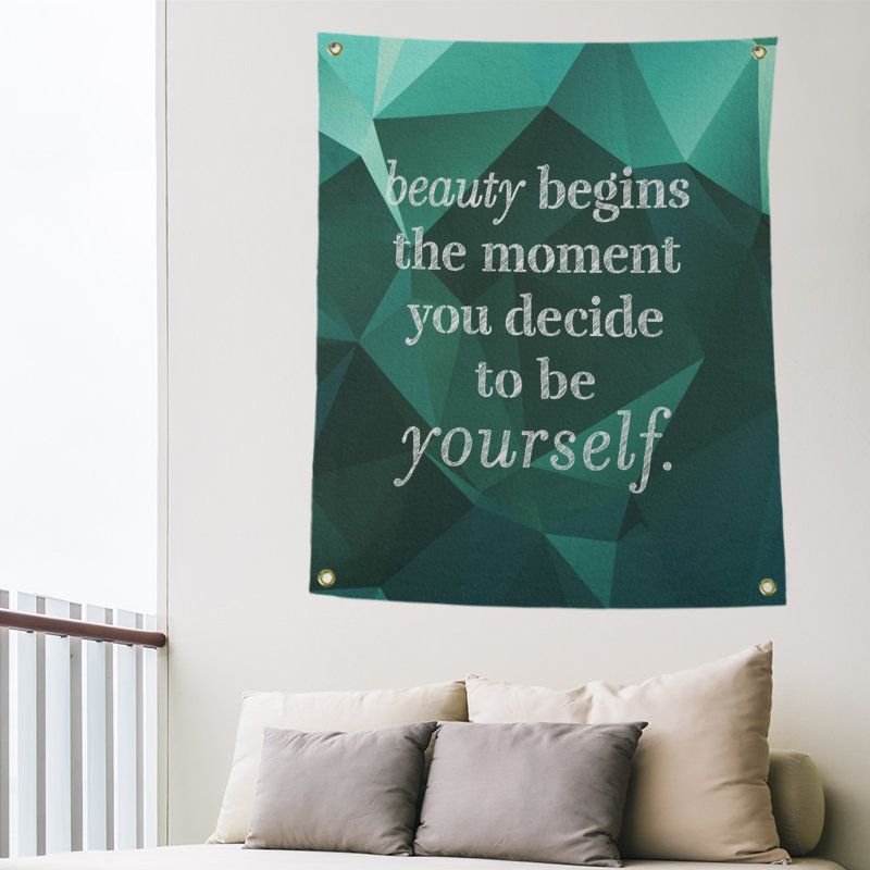 Tapisserie citation en polyester en faux gemme, H 59 pi x l 50 po, Émeraude