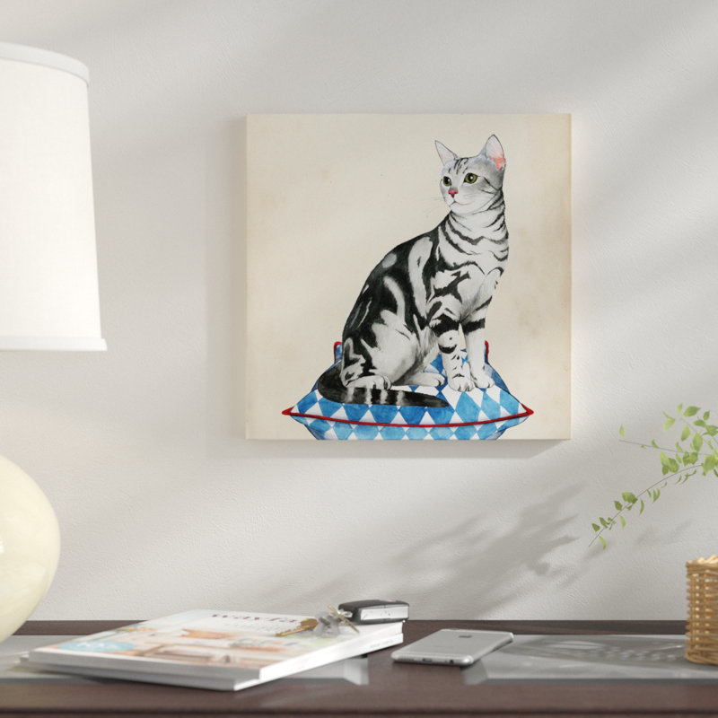 «Lady Cat I», impression sur toile, H 12 po x l 12 po x P 1,5 po, Toile tendue, Pas de tapis