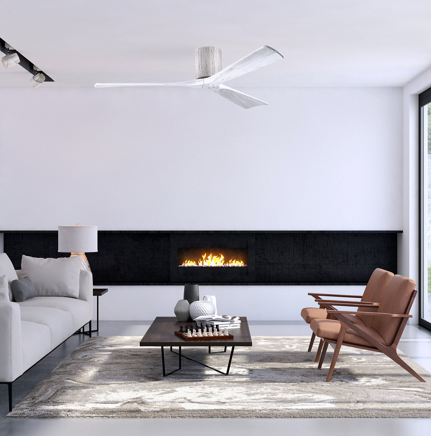 Olivier Ceiling Fan, Barn Wood Tone, 60", Matte White