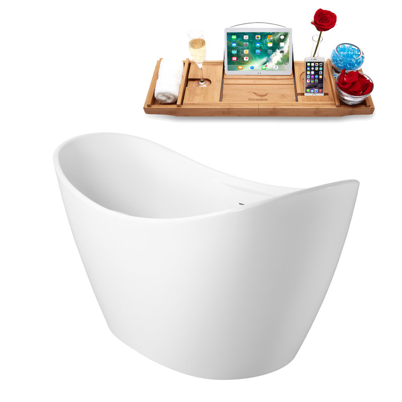 Baignoire autoportante 68 po avec drain interne 68 po Streamline, Laiton brossé