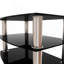 Table de bout à 5 niveaux en verre trempé avec table de bout en acier inoxydable pour le salon, la chambre à coucher, noir