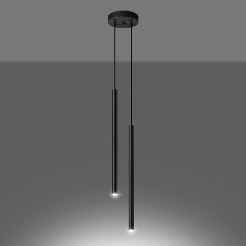 Berthile - Light Pendant, Black, 52cm W x 9cm D, 2 Lights