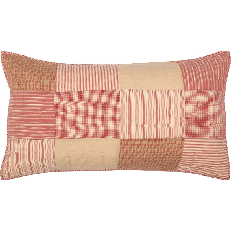 Couvre-oreiller Sawyer Mill 100% coton, Très grand, Rouge champêtre / brun clair foncé / kaki