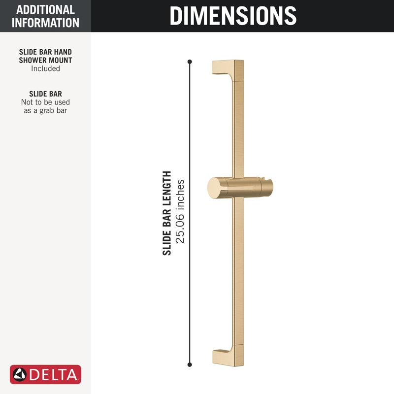 Delta 24-inch Adjustable Shower Slide Bar Brushed Gold, Lumicoat® Champagne Bronze