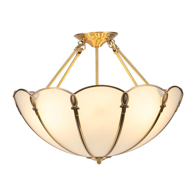 4 - Light Gold Vintage Glass Bowl Pendant Light