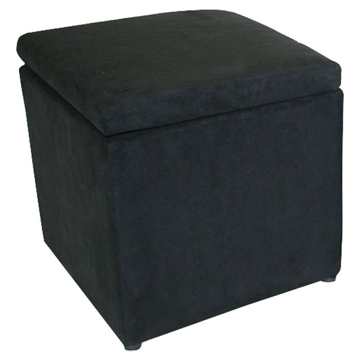 Faux Leather Ottoman, Black