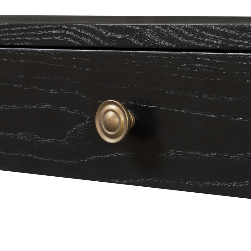 Console avec 3 tiroirs de différentes capacités, coins arrondis, finition noire, pour les styles de décoration de salon et de couloir, tiroirs arrondis rustiques, ton, idéal