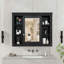 Armoire de rangement murale pour salle de bain, armoire à pharmacie, armoire de salle de bain moderne avec miroir, armoire à miroir avec 6 tablettes ouvertes (meuble-lavabo non inclus)-2123653107