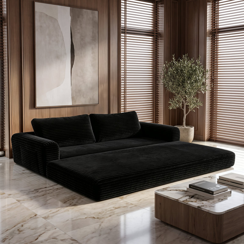 Canapés extensibles à compression avec rangement, 193 cm (76 pouces) en velours côtelé, style moderne.