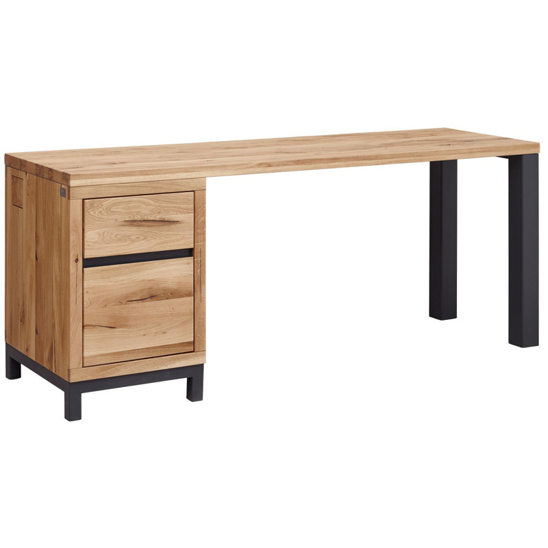 Villanders Solid Wood Writing Desk, Natural, 76cm H x 180cm W x 55cm D