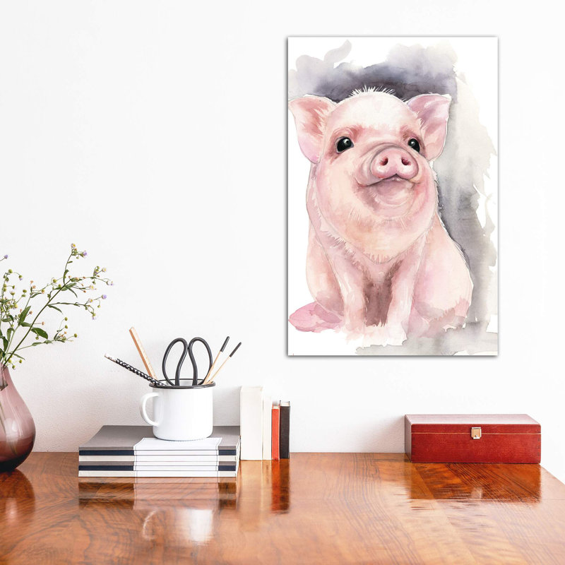 Décoration murale cochon pour enfants, H 18 po x l 12 po x 1,5 po, Toile tendue