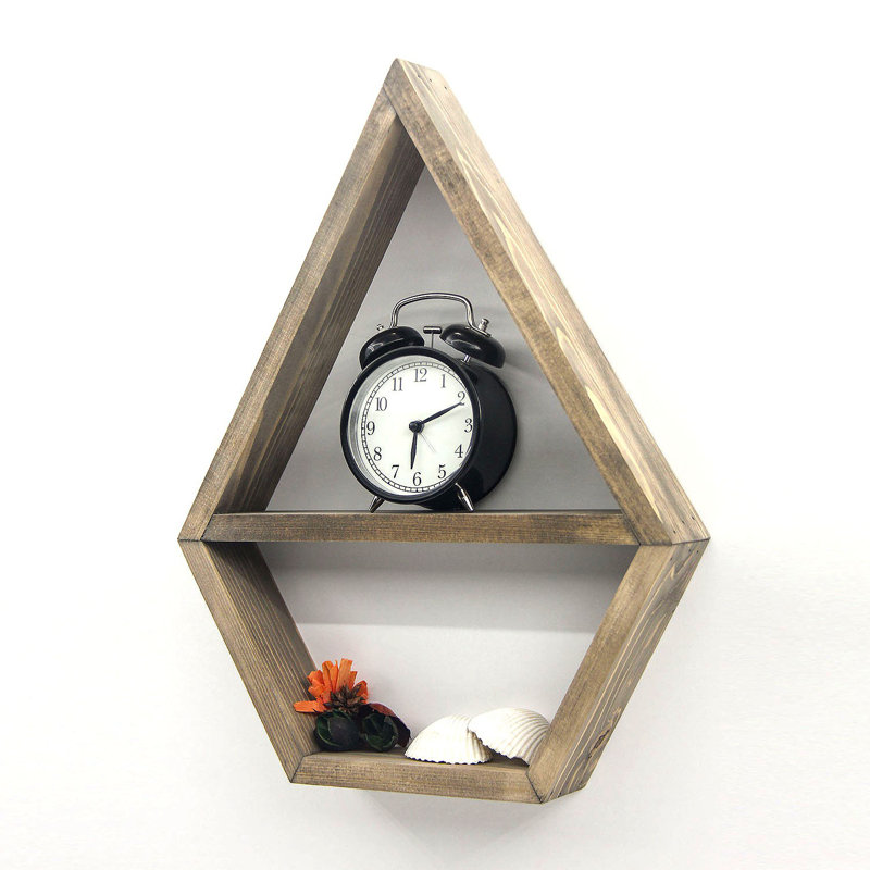 2 Piece Triangle Solid Wood Floating Shelf