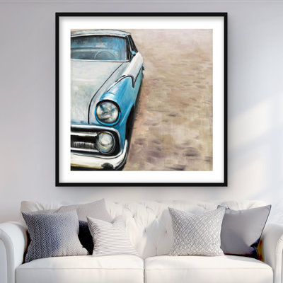 Vieille voiture classique - reproduction encadrée mate pour la décoration intérieure