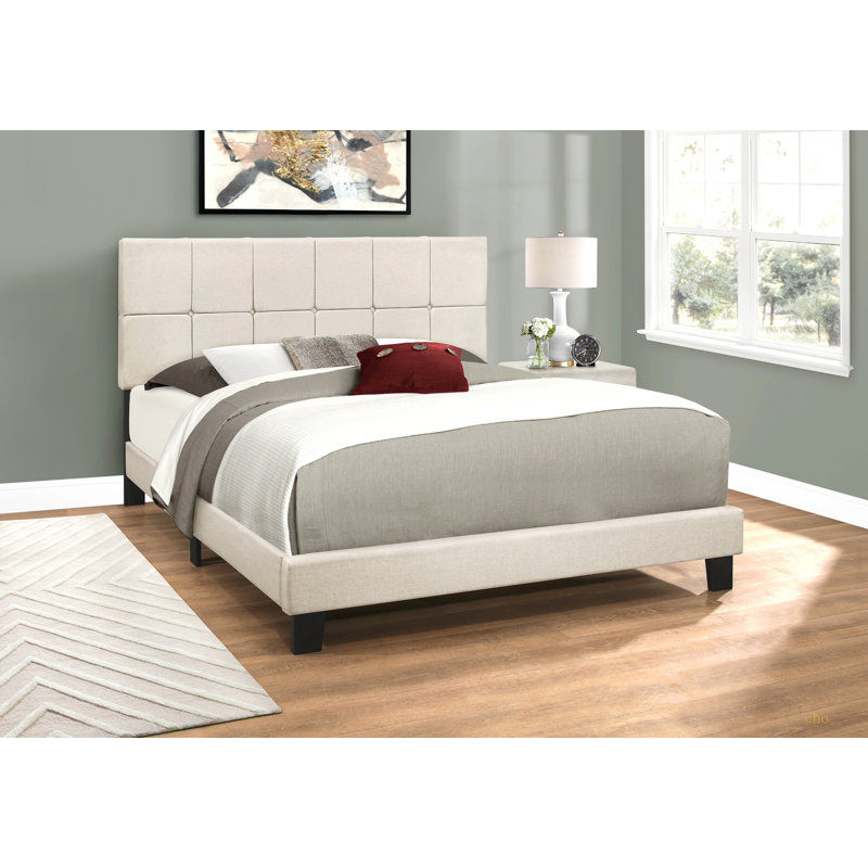 Lit, chambre à coucher, revêtement, aspect lin, transitionnel, Beige, Grand