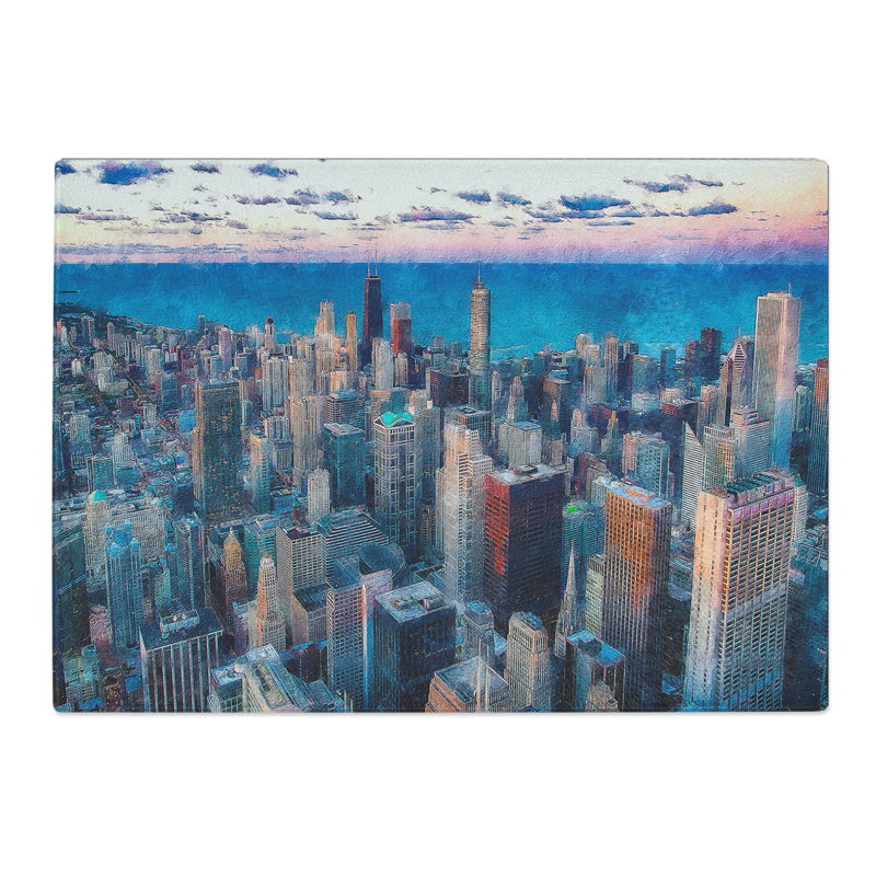 Tempered Glass the Beauty of the Chicago Skyline Chopping Board, 28.5 cm x 39 cm