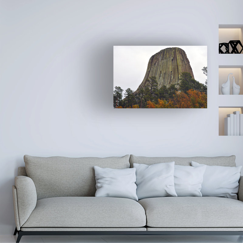 Art mural sur toile tendue - "Devils Tower Autumn" de Mitch Catanzaro pour décoration de salon, de chambre à coucher ou de bureau - 22 x 32