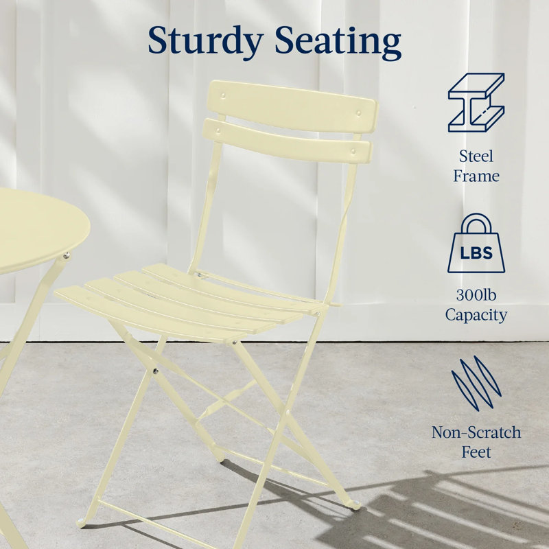 Folding Patio Bistro Set, Cream