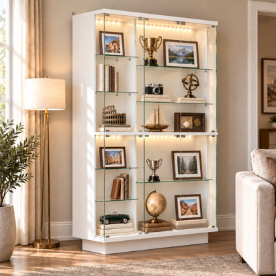 70.9″ H 47.2″ W Glass Display Cabinet with Color-Changing LED Lighting