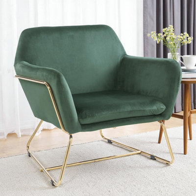 Kyra 29.5" Wide Velvet Accent Chair with Modern Gold Metal Base